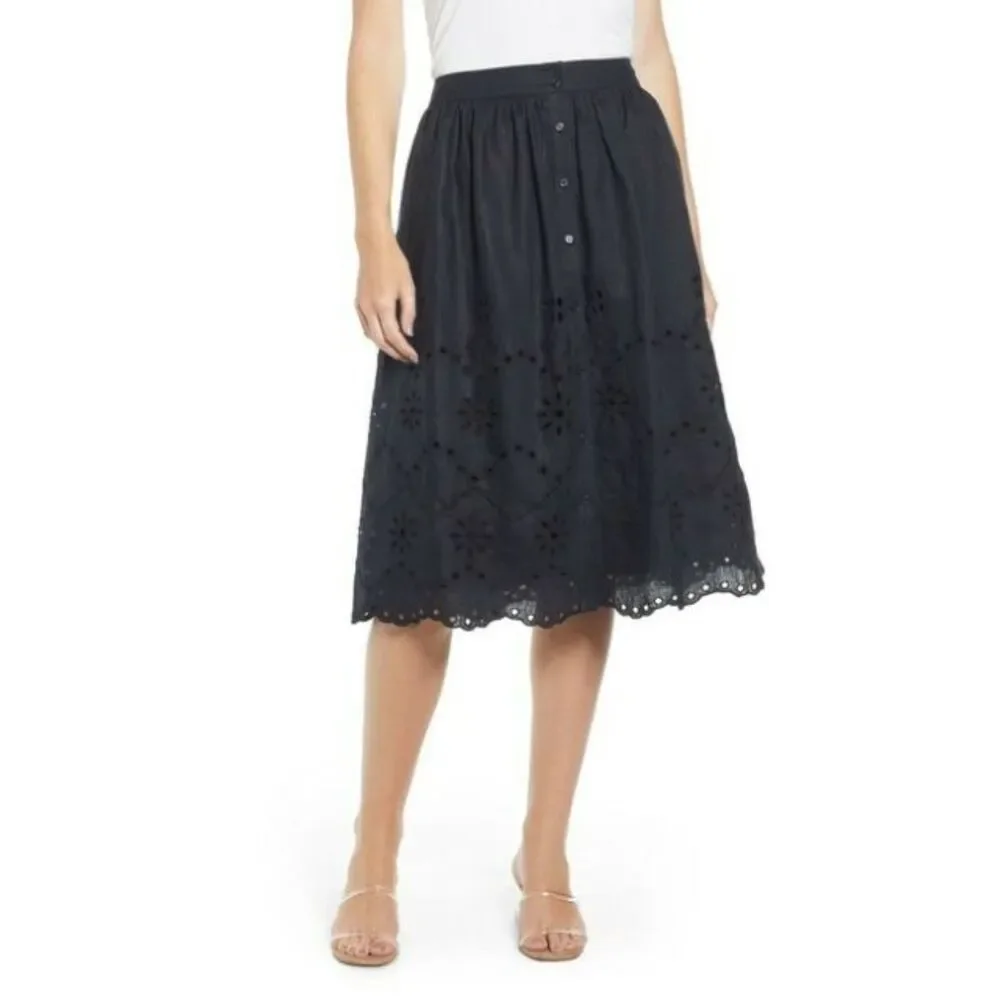 Black Rachel Parcell Eyelet Linen Skirt (NWT)